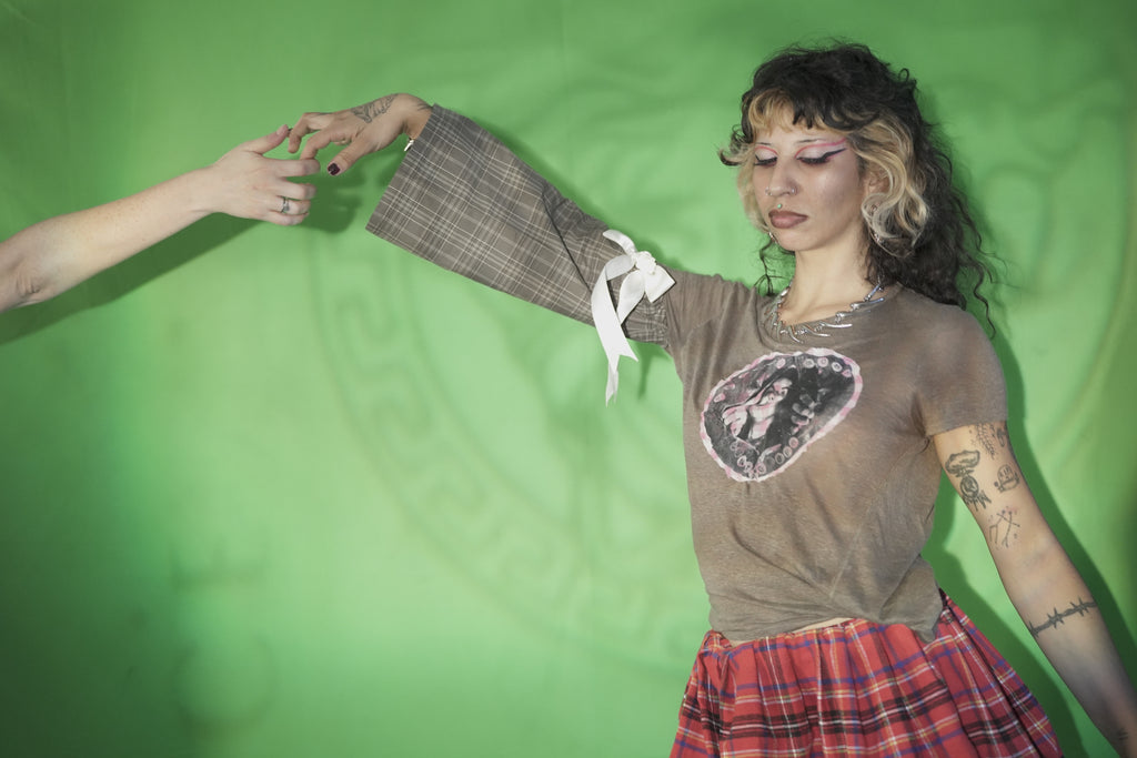 Asymmetrical Earth-tone Blouse