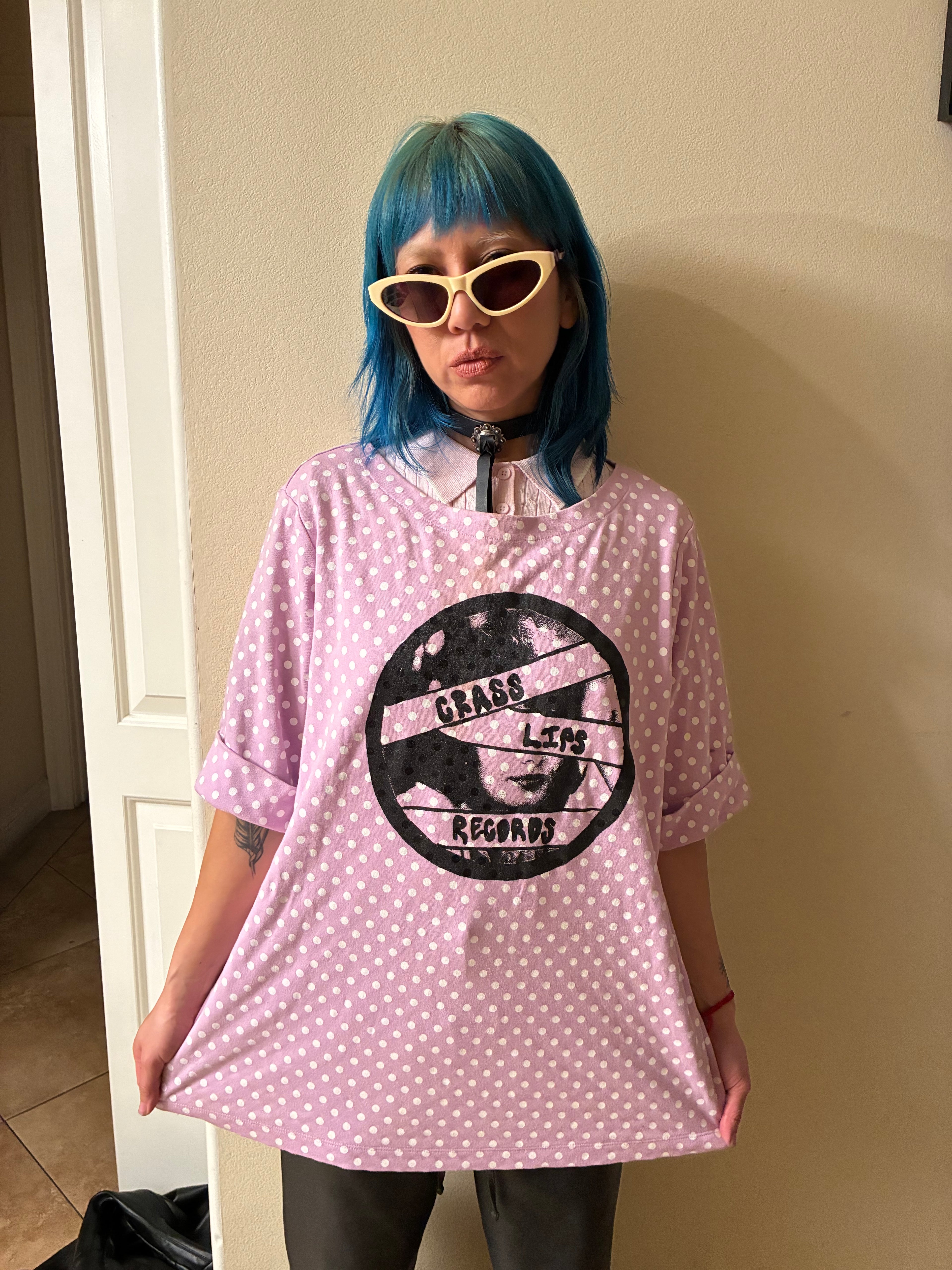 Crass Lips Polka-dotted Lilac Sweater Dress