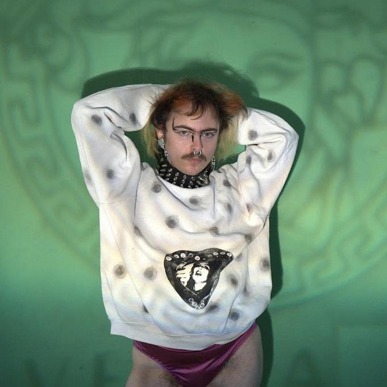 White Sweatshirt w/ Black Polka-Dots & PeBo Design