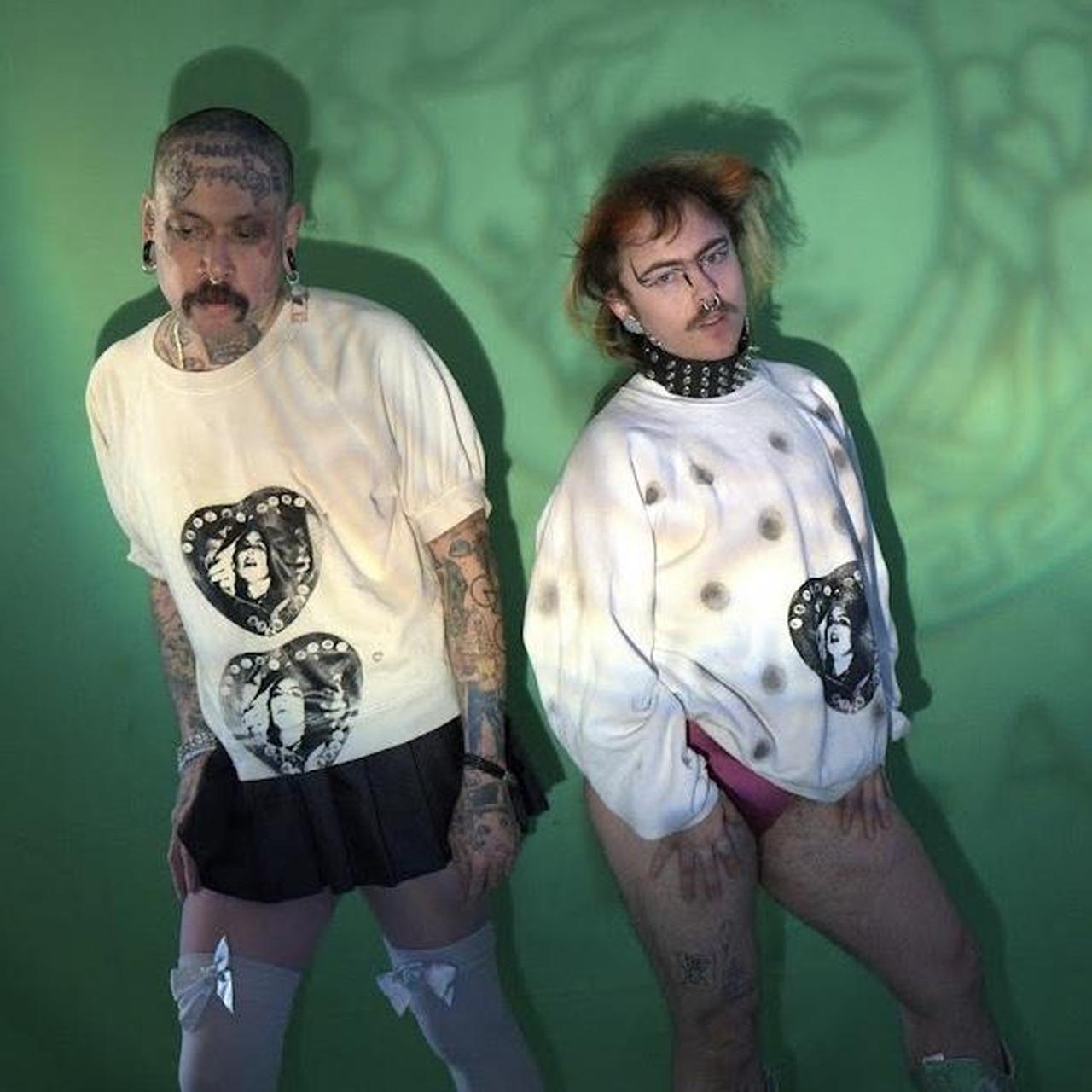 White Sweatshirt w/ Black Polka-Dots & PeBo Design