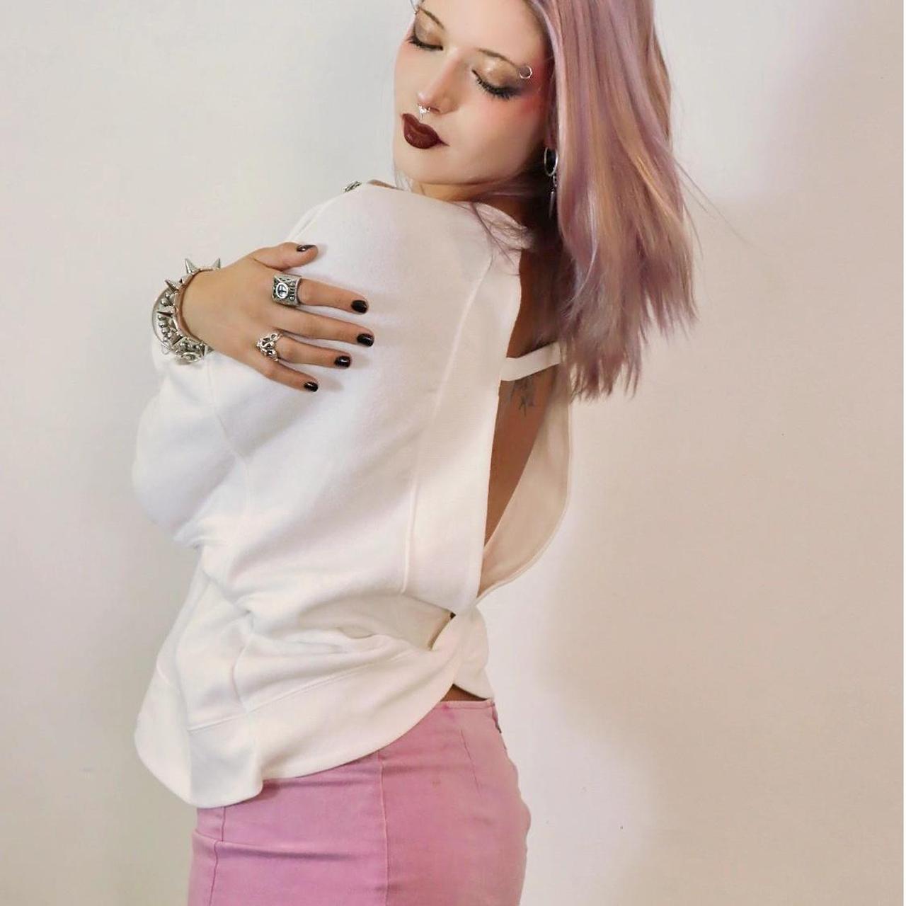 White Open-back Sweatshirt